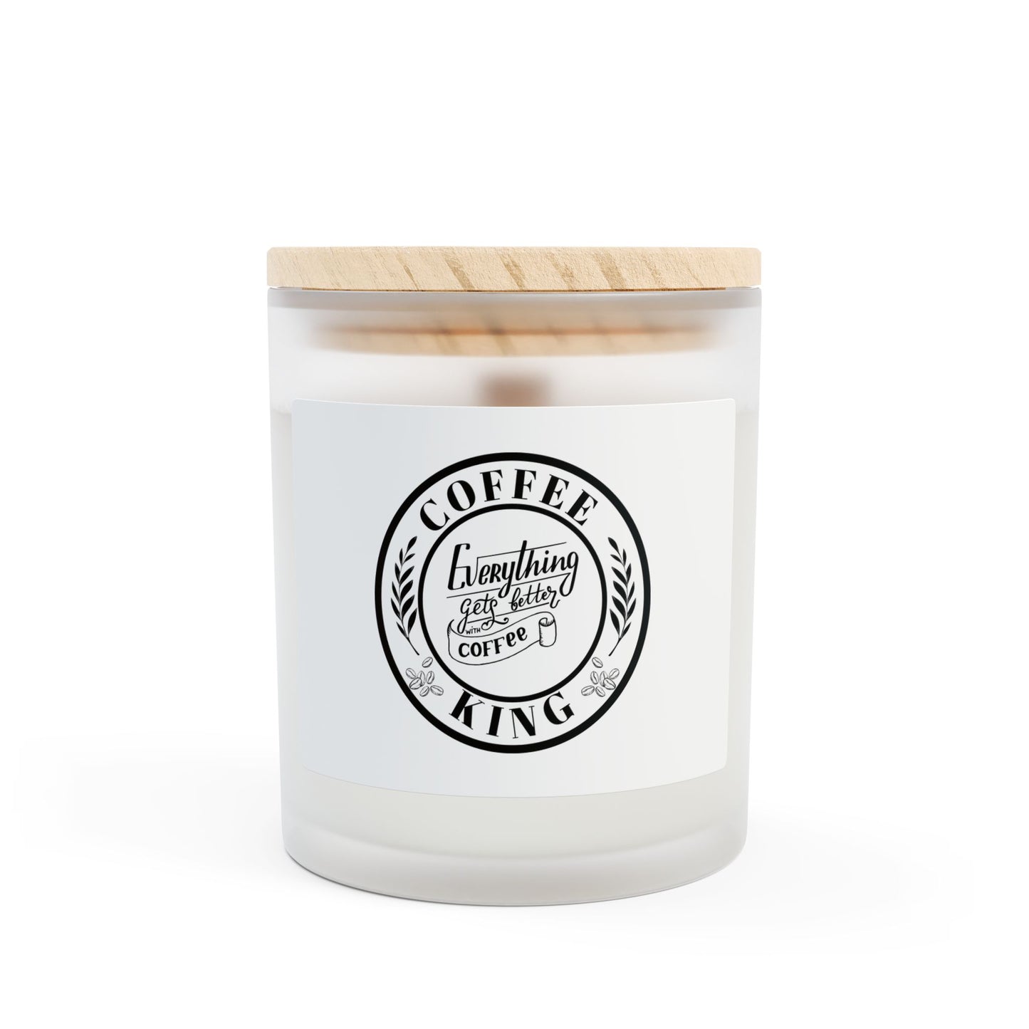 Coffee Lover's Frosted Glass Candle - 11oz | King of Coffee Gift, Relaxing Aromas, Home Decor, Coffee Enthusiast, Unique Candles
